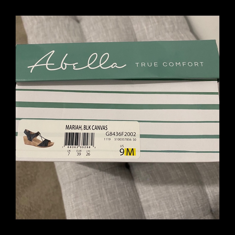 Abella Black Canvas Wedge Shoes - Picture 5 of 5